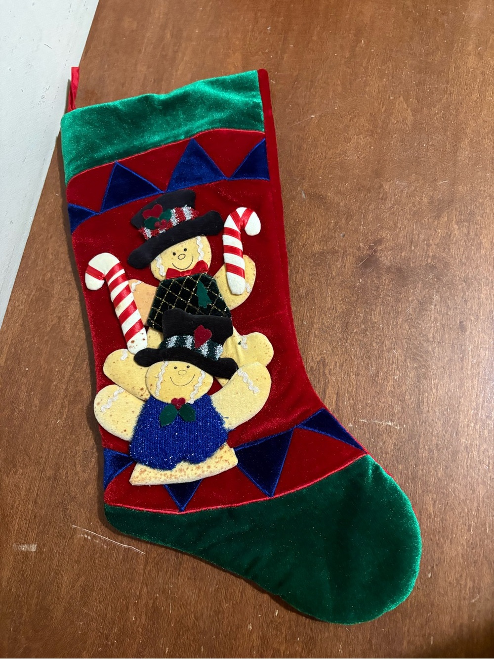 Prima Creations Christmas Stocking Red/Green 3D Applique Gingerbread characters